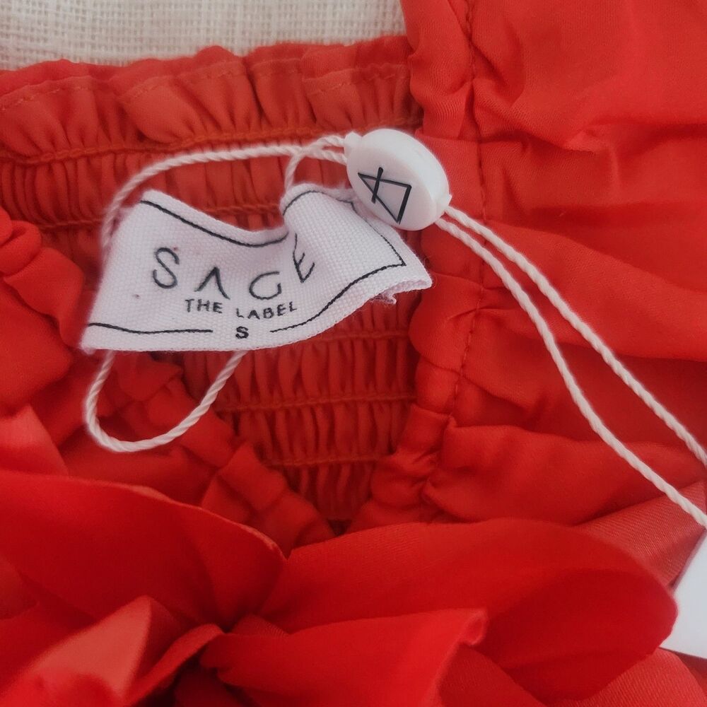 NWT Sage The Label Dream Skies Orange Halter Jumpsuit Detachable Flower- Small - Picture 10 of 16